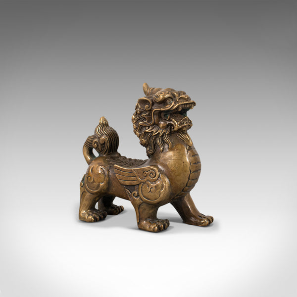 Small Antique Pixiu Statue, Oriental, Brass, Mythology, Figure, Victorian, 1900