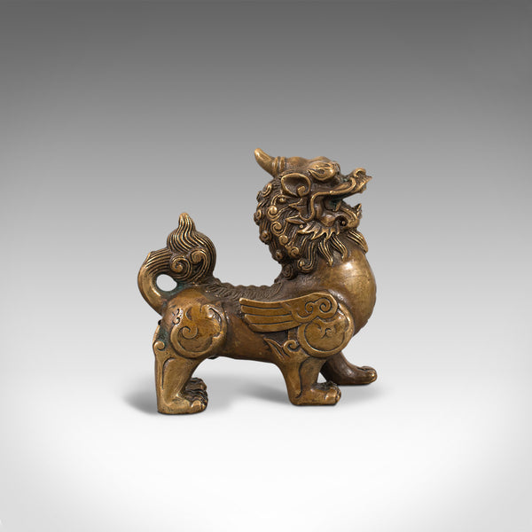 Small Antique Pixiu Statue, Oriental, Brass, Mythology, Figure, Victorian, 1900