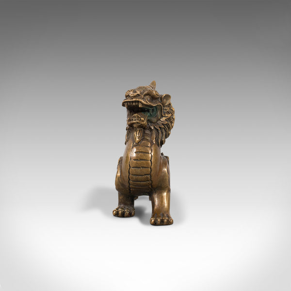 Small Antique Pixiu Statue, Oriental, Brass, Mythology, Figure, Victorian, 1900