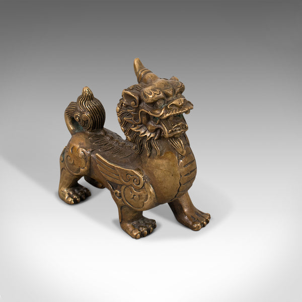 Small Antique Pixiu Statue, Oriental, Brass, Mythology, Figure, Victorian, 1900