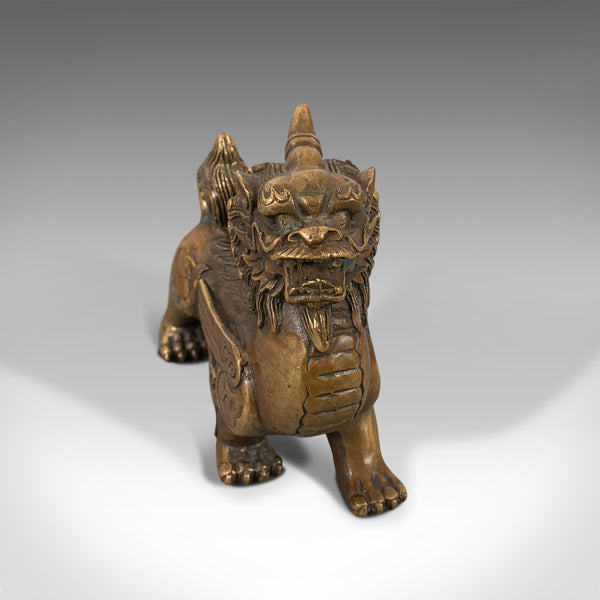 Small Antique Pixiu Statue, Oriental, Brass, Mythology, Figure, Victorian, 1900