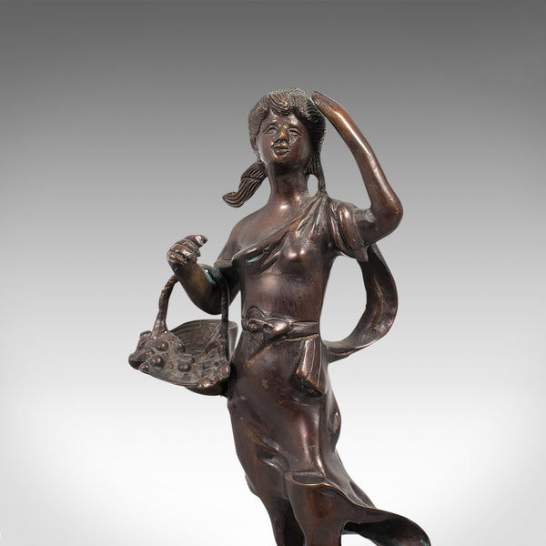 Tall Antique Female Statue, Italian, Bronze, Sculpture, Girl, Victorian, C.1900