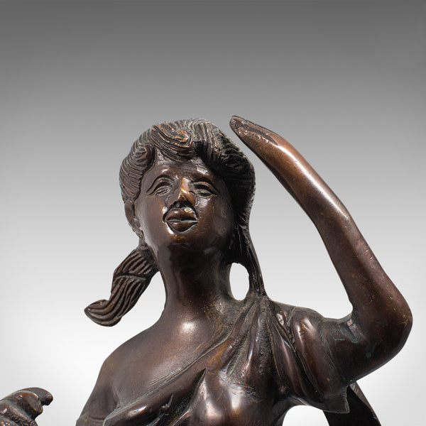 Tall Antique Female Statue, Italian, Bronze, Sculpture, Girl, Victorian, C.1900