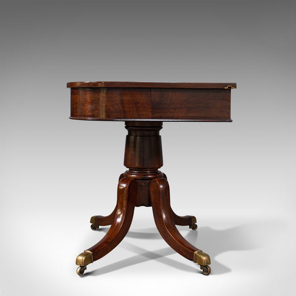 Pair Of Antique Hall Tables, English, Mahogany, Side, Lamp, Regency, Circa 1830