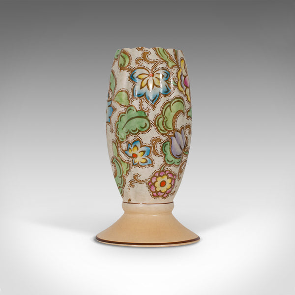 Small Vintage Flower Vase, English, Ceramic, Goblet Urn, Art Deco, Circa 1940