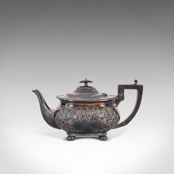 Antique Tea Service, English, Silver Plated, Teapot, Dish, Milk Jug, Edwardian