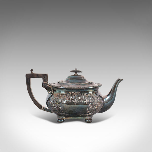 Antique Tea Service, English, Silver Plated, Teapot, Dish, Milk Jug, Edwardian