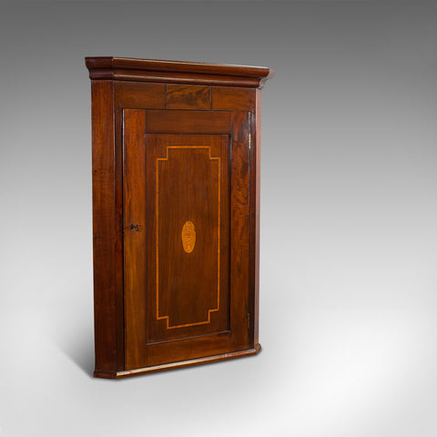 Antique Corner Cabinet, English, Mahogany, Walnut, Inlay, Georgian, Circa 1800
