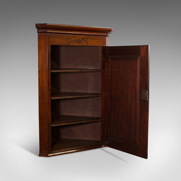 Antique Corner Cabinet, English, Mahogany, Walnut, Inlay, Georgian, Circa 1800
