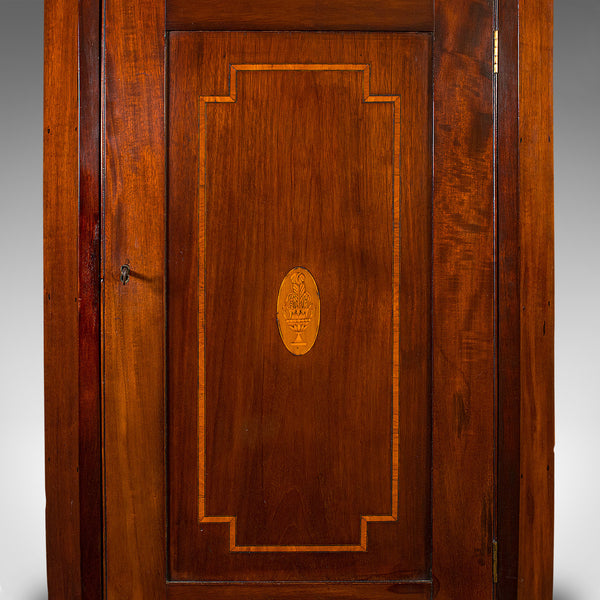 Antique Corner Cabinet, English, Mahogany, Walnut, Inlay, Georgian, Circa 1800
