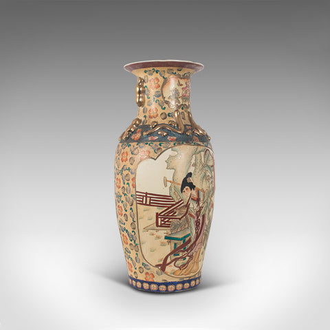 Tall Vintage Decorative Vase, Oriental, Ceramic, Urn, Moriage, Art Deco, C.1940