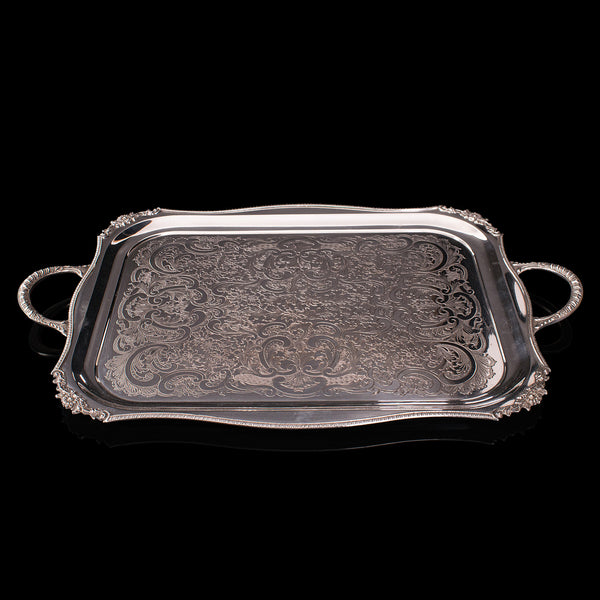 Vintage Serving Tray, English, Silver Plated Afternoon Tea Platter, Viners, 1940
