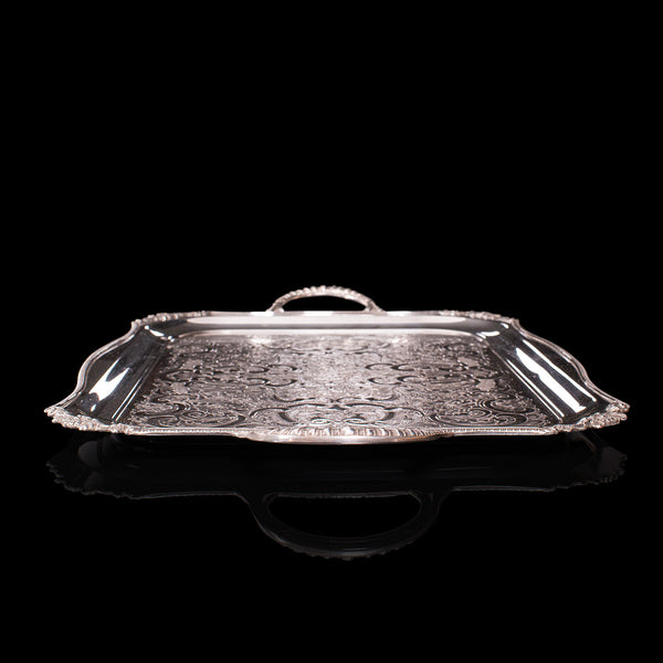 Vintage Serving Tray, English, Silver Plated Afternoon Tea Platter, Viners, 1940