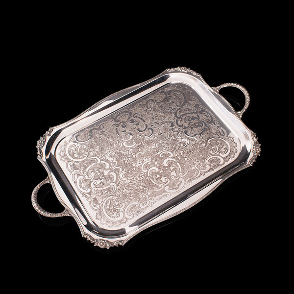 Vintage Serving Tray, English, Silver Plated Afternoon Tea Platter, Viners, 1940