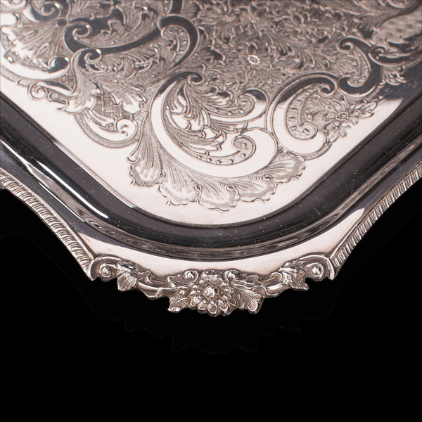 Vintage Serving Tray, English, Silver Plated Afternoon Tea Platter, Viners, 1940