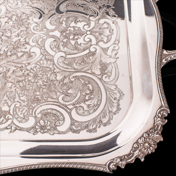 Vintage Serving Tray, English, Silver Plated Afternoon Tea Platter, Viners, 1940