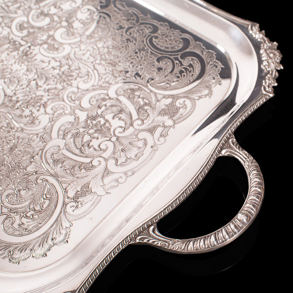 Vintage Serving Tray, English, Silver Plated Afternoon Tea Platter, Viners, 1940
