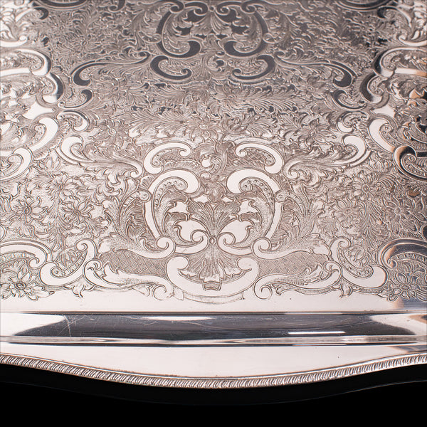 Vintage Serving Tray, English, Silver Plated Afternoon Tea Platter, Viners, 1940