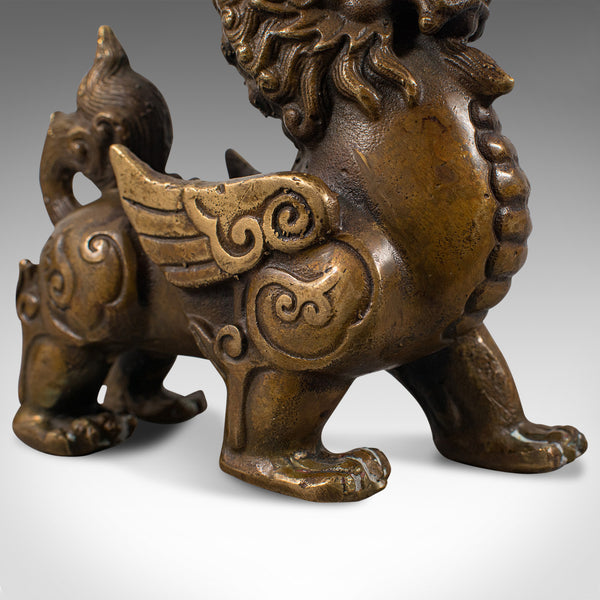 Small Antique Pixiu Figure, Oriental, Brass, Mythological, Statue, Victorian