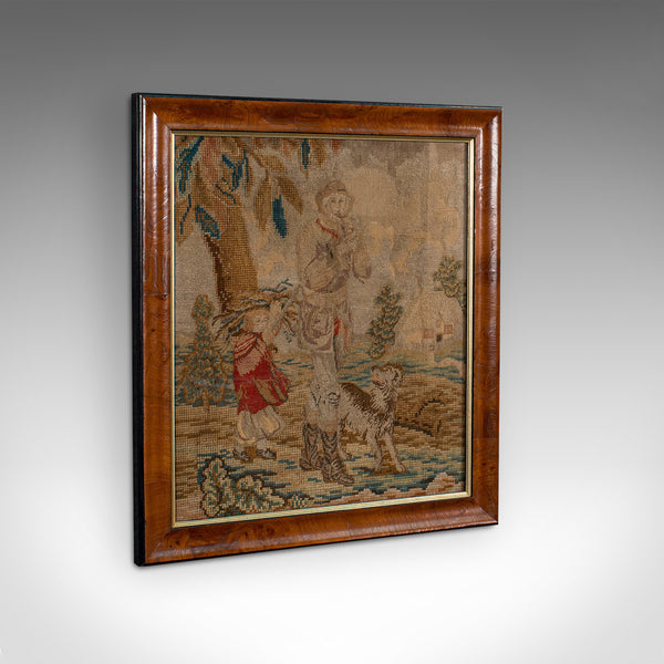 Antique Tapestry Panel, English, Needlepoint, Burr Walnut, Decorative, C.1800