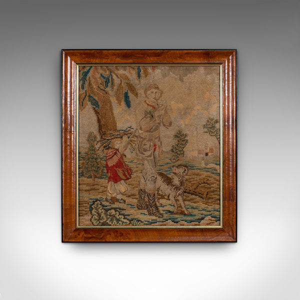 Antique Tapestry Panel, English, Needlepoint, Burr Walnut, Decorative, C.1800