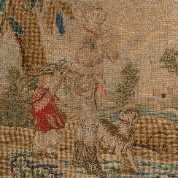 Antique Tapestry Panel, English, Needlepoint, Burr Walnut, Decorative, C.1800
