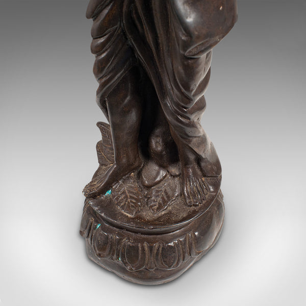 Tall Antique Decorative Figure, Chinese, Bronze, Statue, Water Carrier, C.1900