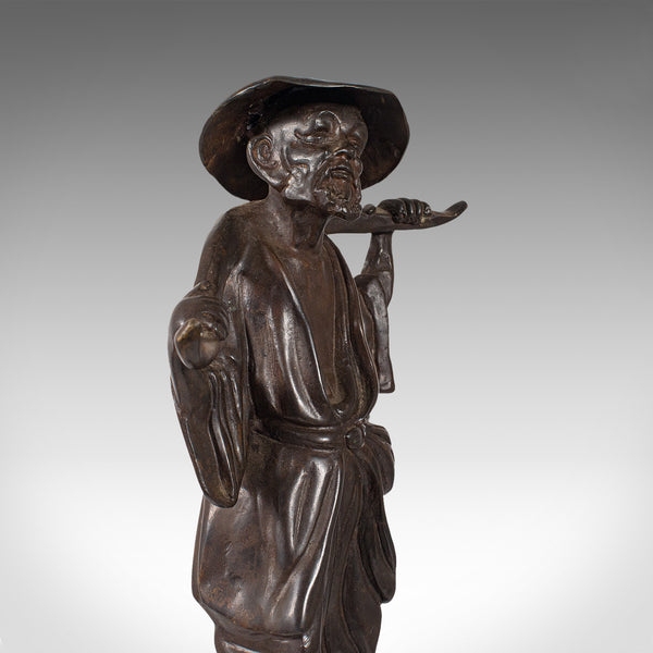 Tall Antique Decorative Figure, Chinese, Bronze, Statue, Water Carrier, C.1900