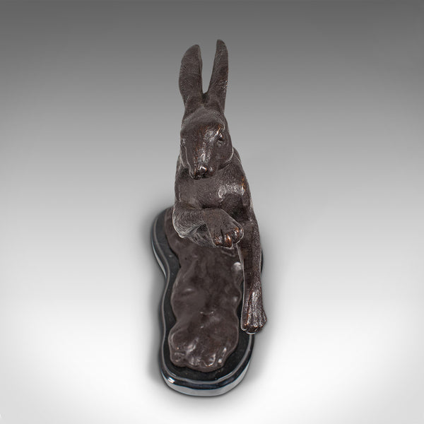 Vintage Pair of Boxing Hares, English, Bronze, Figures, Bookends, Circa 1960
