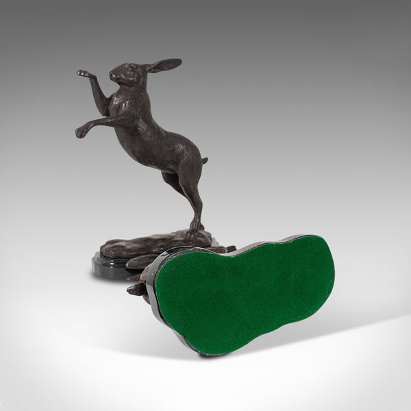 Vintage Pair of Boxing Hares, English, Bronze, Figures, Bookends, Circa 1960