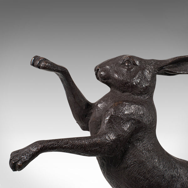 Vintage Pair of Boxing Hares, English, Bronze, Figures, Bookends, Circa 1960