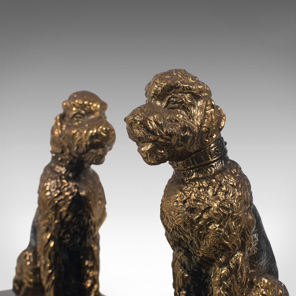 Pair Of, Vintage Dog Figures, English, Gilt Metal, Airedale Terrier, Circa 1980