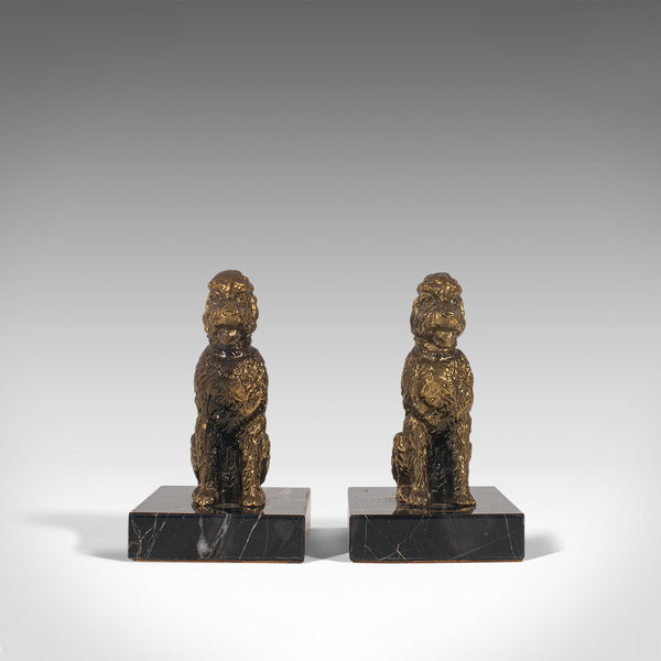 Pair Of, Vintage Dog Figures, English, Gilt Metal, Airedale Terrier, Circa 1980