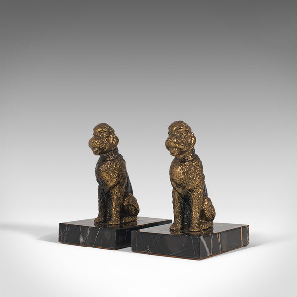 Pair Of, Vintage Dog Figures, English, Gilt Metal, Airedale Terrier, Circa 1980