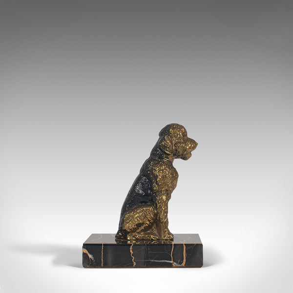 Pair Of, Vintage Dog Figures, English, Gilt Metal, Airedale Terrier, Circa 1980