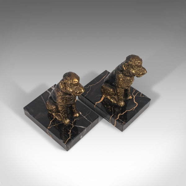 Pair Of, Vintage Dog Figures, English, Gilt Metal, Airedale Terrier, Circa 1980