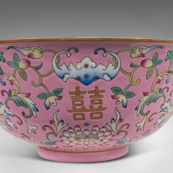 Antique Decorative Marriage Bowl, Chinese, Ceramic, Ceremonial, Dish, Circa 1880