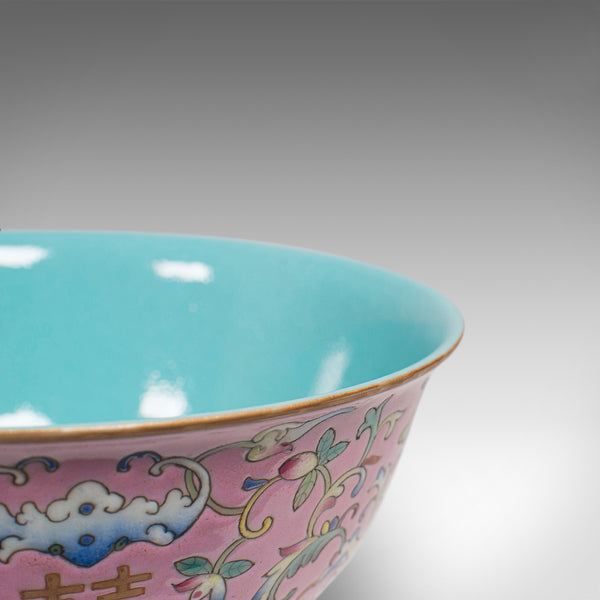 Antique Decorative Marriage Bowl, Chinese, Ceramic, Ceremonial, Dish, Circa 1880