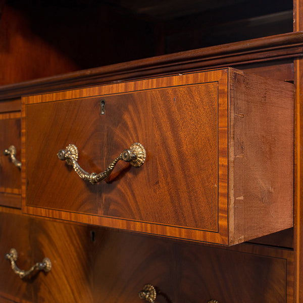 Antique Gentleman's Triple Wardrobe, English, Mahogany, Cabinet, Victorian, 1880