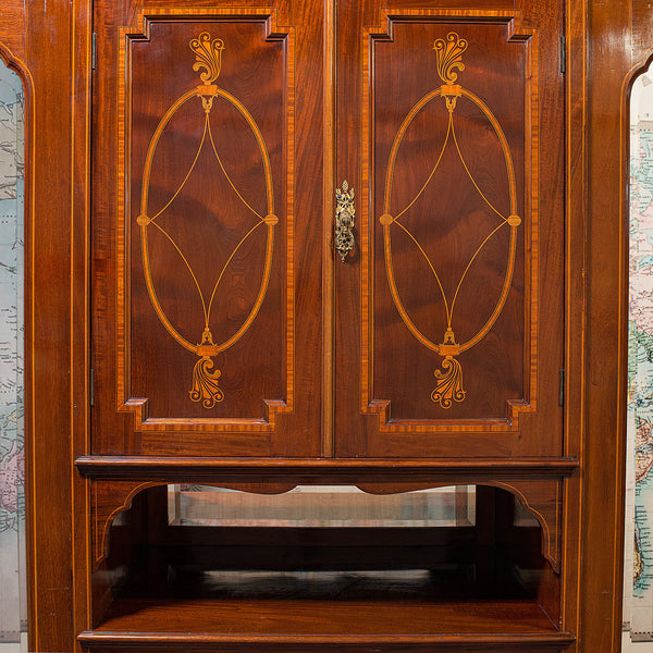 Antique Gentleman's Triple Wardrobe, English, Mahogany, Cabinet, Victorian, 1880