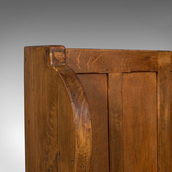 Antique Two Seat Settle, English, Oak, Pine, Ecclesiastic, Pew, Bench, Victorian