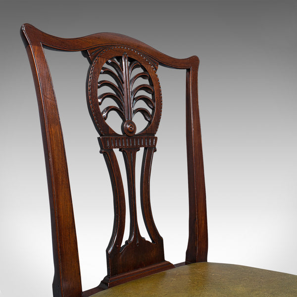 Antique, Set of 6, Dining Chairs, English, Mahogany, Leather, Seats, Victorian