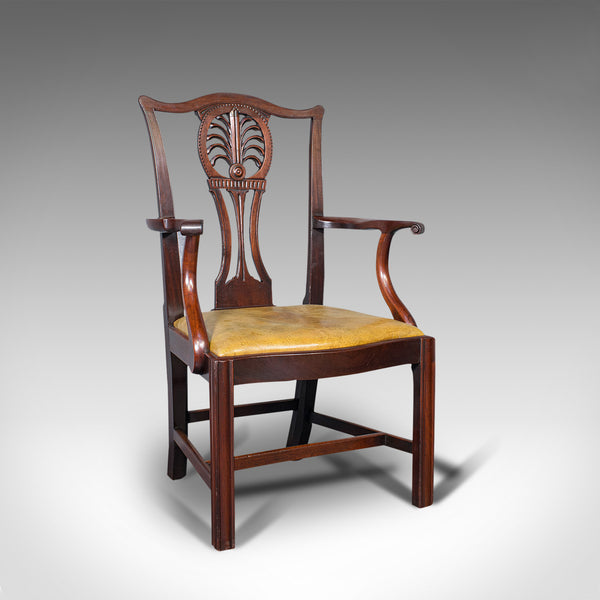 Antique, Set of 6, Dining Chairs, English, Mahogany, Leather, Seats, Victorian