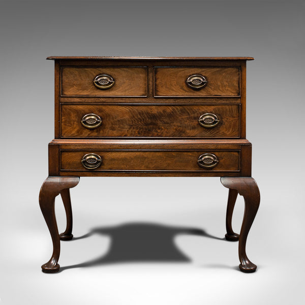 Antique Dwarf Chest on Stand, English, Flame Mahogany, Victorian, Circa 1900