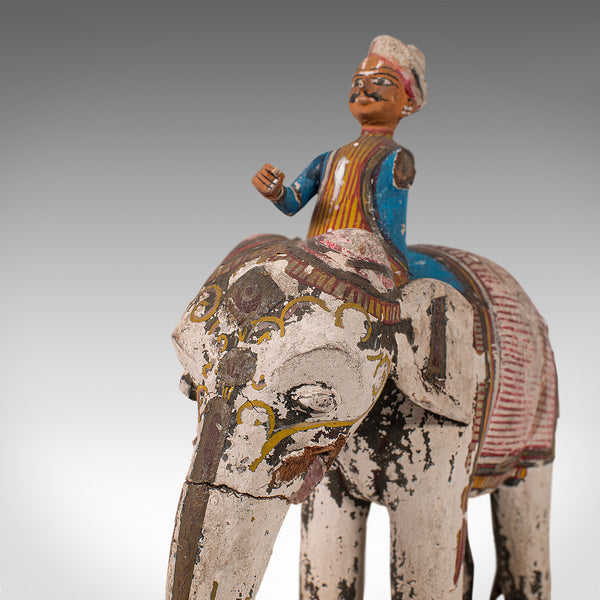 Antique Decorative Elephant and Mahout, Indian, Figure, Early Victorian, C.1850