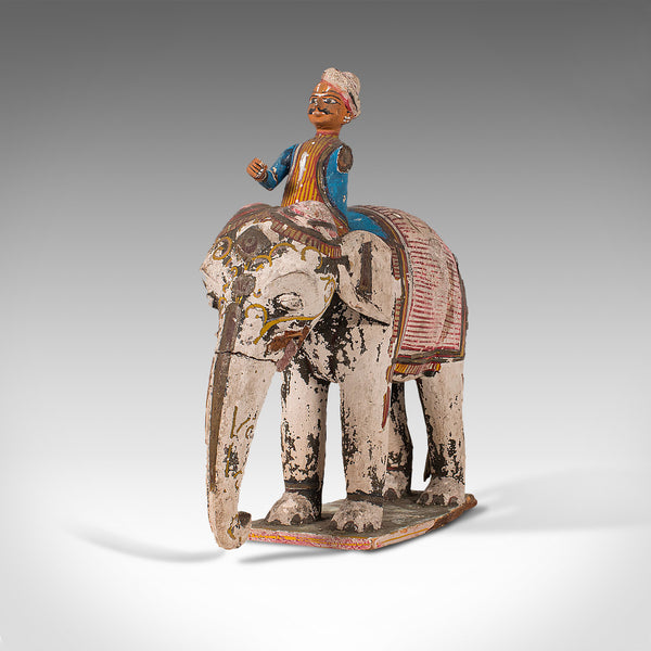 Antique Decorative Elephant and Mahout, Indian, Figure, Early Victorian, C.1850