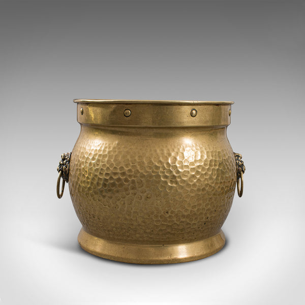 Antique Coal Box, English, Brass, Fireside, Log Bin, Fire, Victorian, Circa 1900