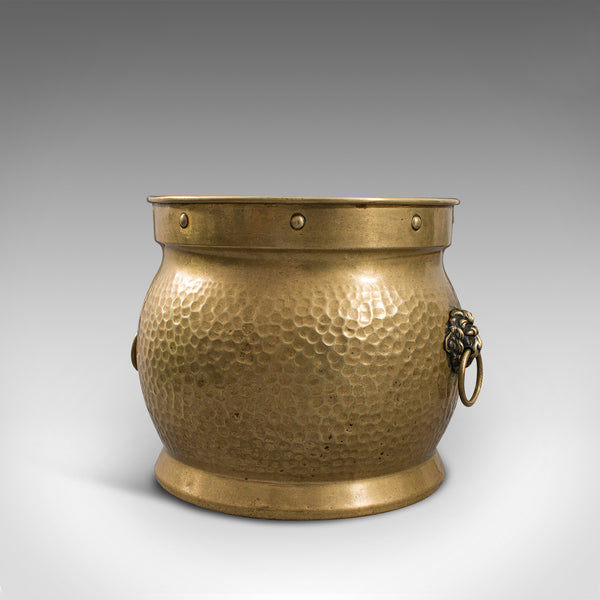Antique Coal Box, English, Brass, Fireside, Log Bin, Fire, Victorian, Circa 1900