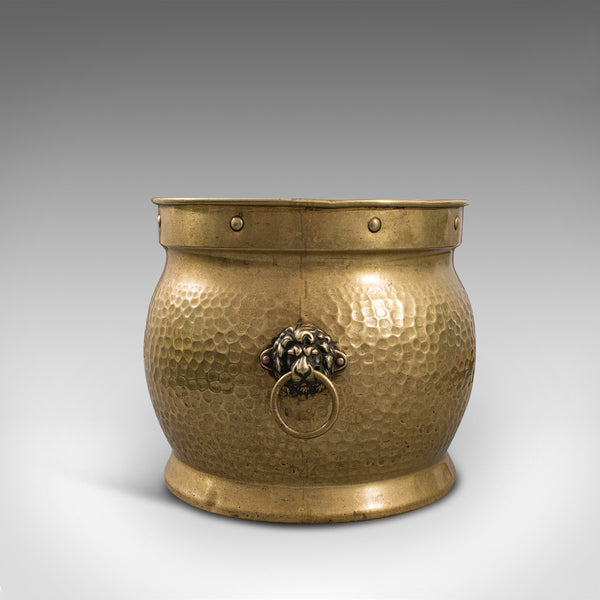 Antique Coal Box, English, Brass, Fireside, Log Bin, Fire, Victorian, Circa 1900