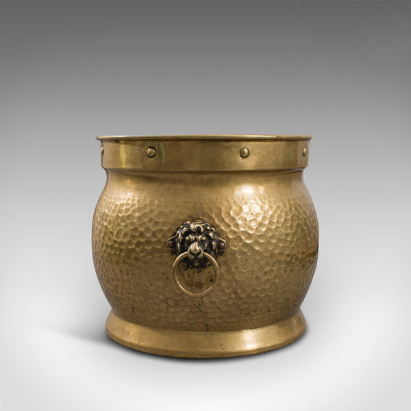 Antique Coal Box, English, Brass, Fireside, Log Bin, Fire, Victorian, Circa 1900
